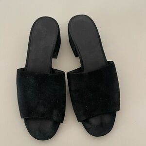 Vince Black Suede Slide Sandals